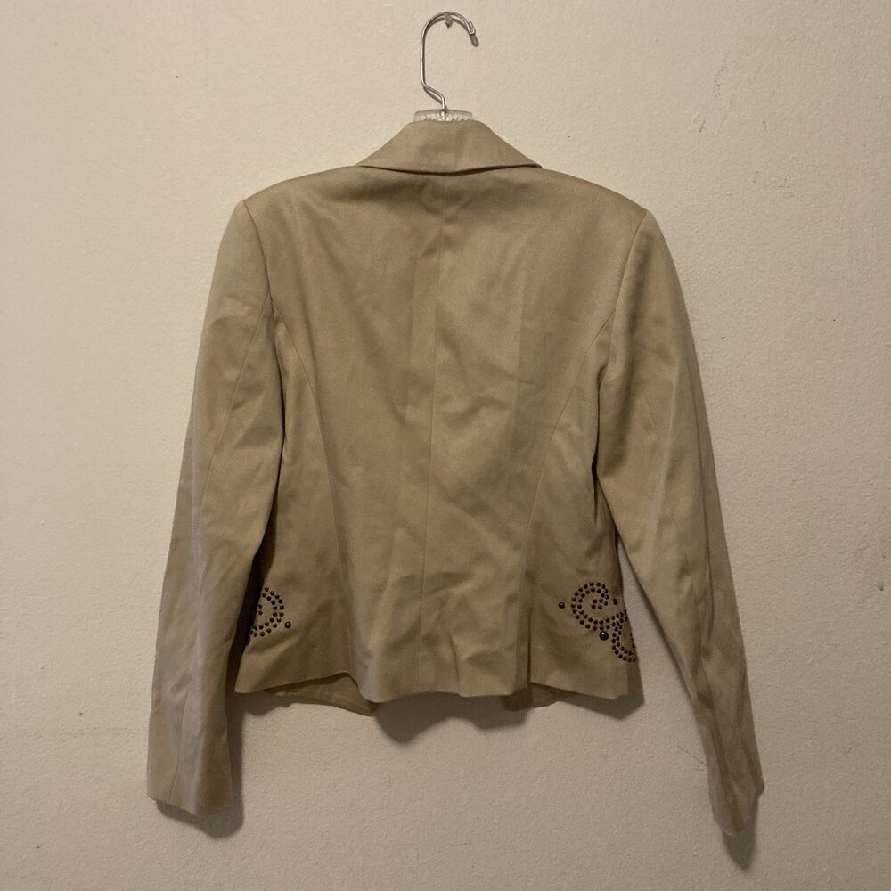 Cache Tan Studded Scroll Pattern Eye Hook Long Sl… - image 6